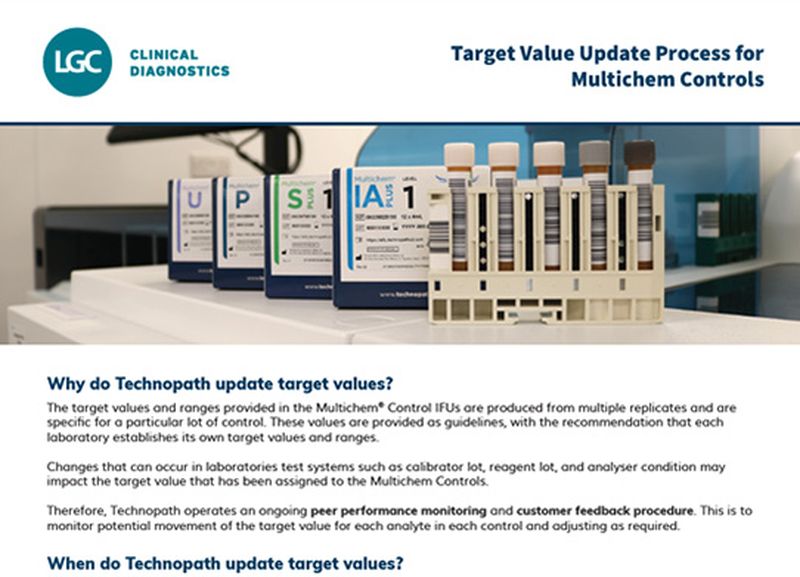 Target Value Update process for Multichem Controls